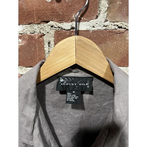 August Silk Womens Gray Double Pocket Long Sleeve Button Up Shirt Size Medium - Picture 3 of 3